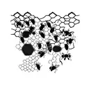 bee hive and 6 bees tattoo design idea