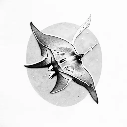 2 manta rays swimming tattoo design idea