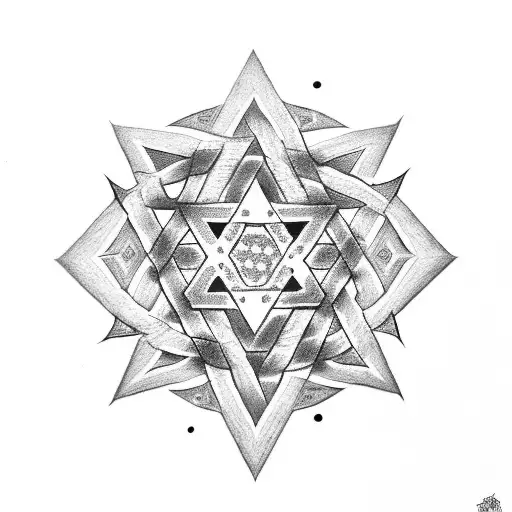 star of david and tribal  tattoo design idea