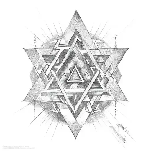 star of david and tribal  tattoo design idea