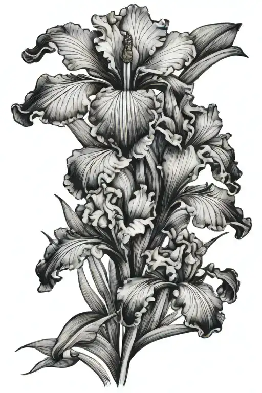Iris Flower bouquet tattoo design idea