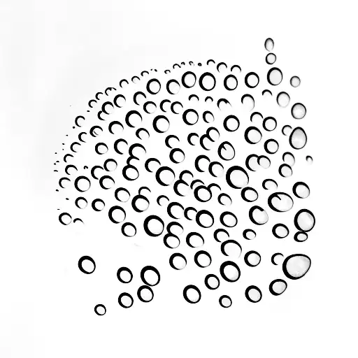 A droplet of water transforming into a flock of birds, symbolizing liberation tattoo design idea