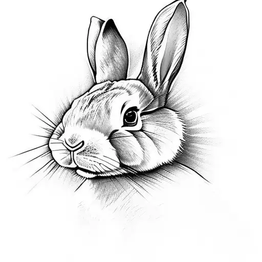 rabbit white, matrix code tattoo design idea