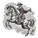cowboy riding bucking bronco tattoo design idea