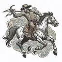 cowboy riding bucking bronco tattoo design idea