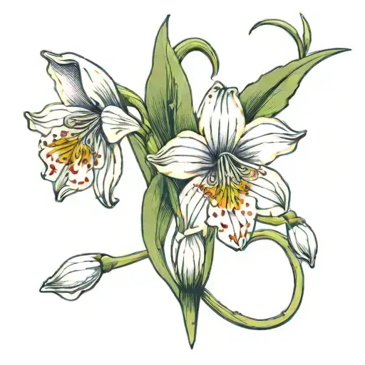snowdrop flower with carnations on the leg tattoo design idea