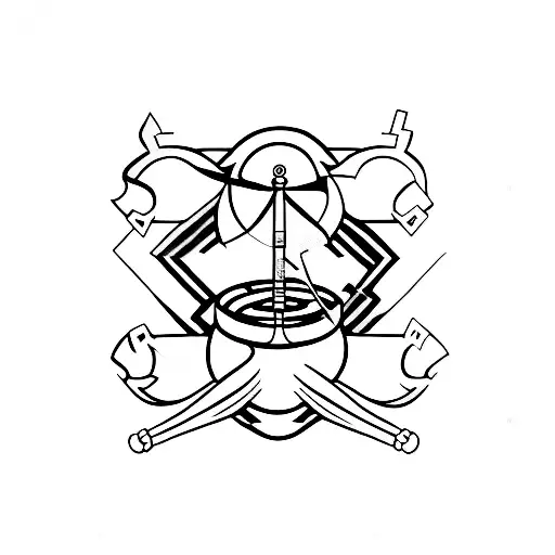 A minimalist tattoo of a Libra scale balanced by two dog bones tattoo design idea