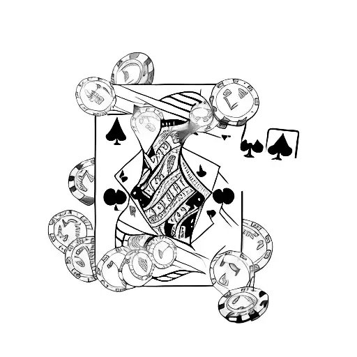 gambling addiction combined with adrenaline molecule  tattoo design idea