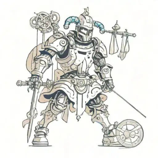 libra, robot court jester tattoo design idea