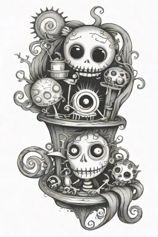 tim burton movies wrapped tattoo design idea