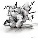 Barbed Wire with violets and daffodils  tattoo design idea