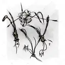 Barbed Wire with violets and daffodils  tattoo design idea