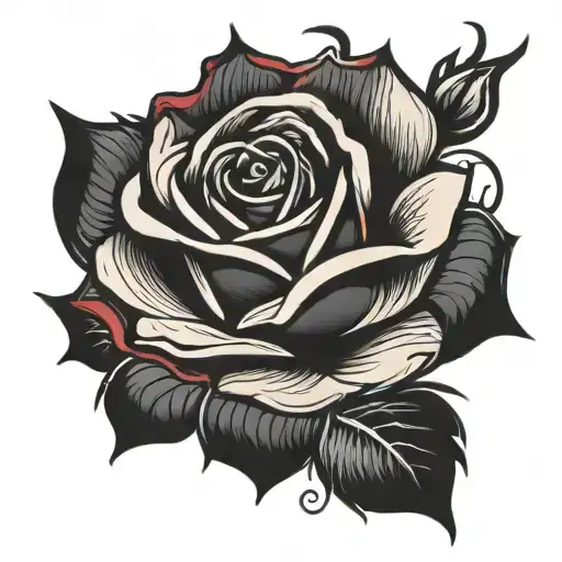  rose on fire dark romance tattoo design idea