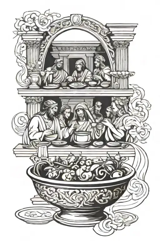 last supper greek theme tattoo tattoo design idea