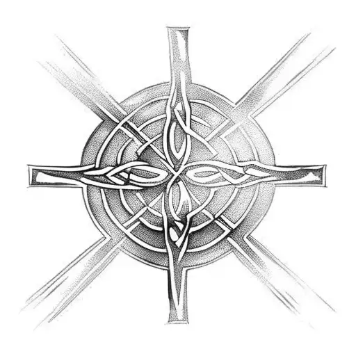 Celtic cross that continues Down spine tattoo design idea