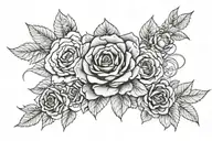 Bicep and tricep filled with 100 dollar bills, adding lines of Versace, roses and gerberas tattoo design idea