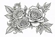 Bicep and tricep filled with 100 dollar bills, adding lines of Versace, roses and gerberas tattoo design idea