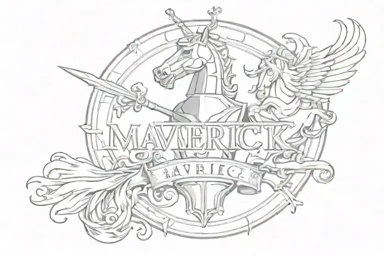 The word "maverick" written replacing the r with a knight chess piece  tattoo design idea