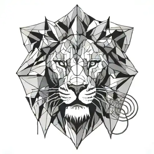 A minimalist geometric lion design inspired by calisthenics movements tattoo design idea