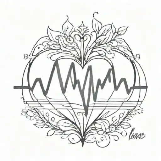tattoo of a heartbeat line with a Spanish flag pattern tattoo design idea