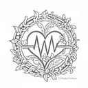 tattoo of a heartbeat line with a Spanish flag pattern tattoo design idea