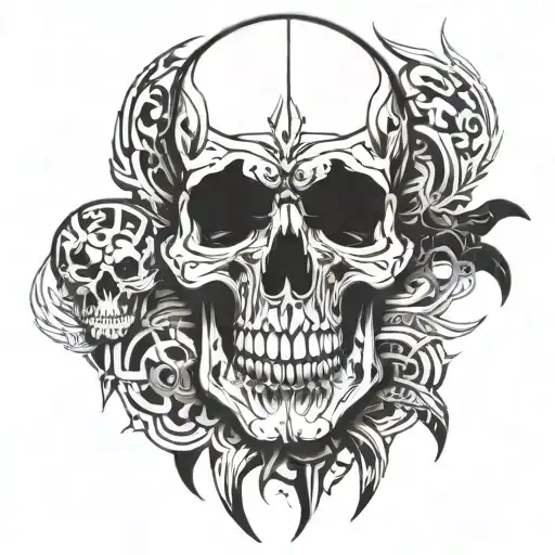 skull smoker surrounded tattoo design idea