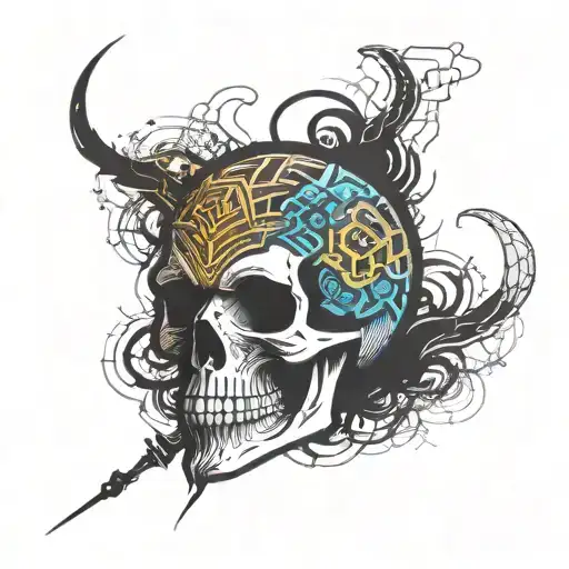 skull smoker tattoo design idea