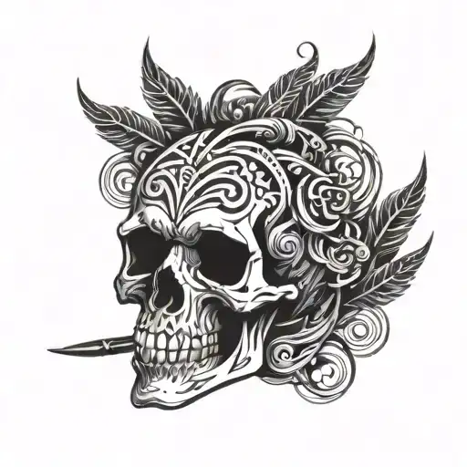skull smoker tattoo design idea
