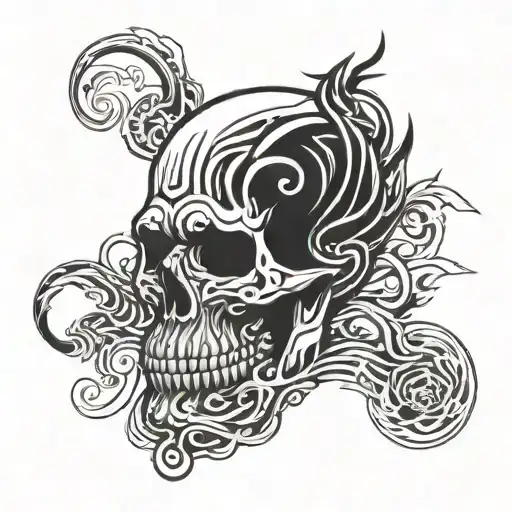 skull smoker tattoo design idea