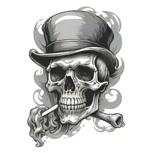 skull smoker tattoo design idea