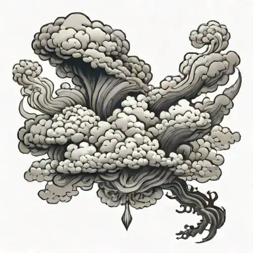 clouds and black smoke  tattoo design idea