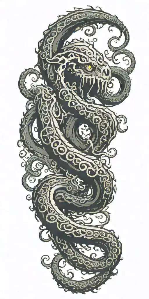 kraken tentacles spiral down arm tattoo design idea