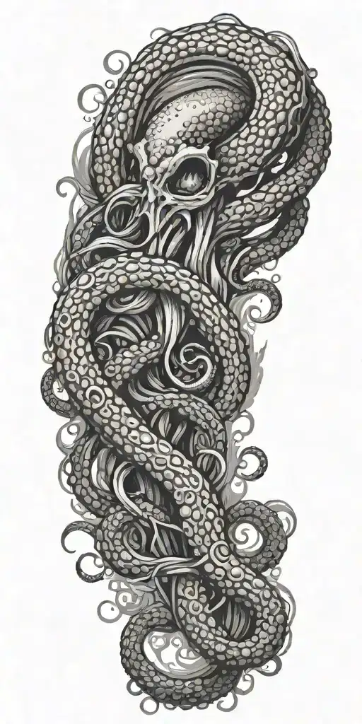 kraken tentacles coming out of water tattoo design idea