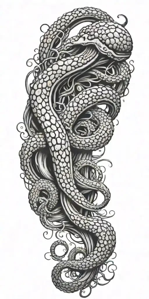 Kraken tentacles coming out of water tattoo design idea