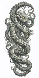 kraken tentacles spiral down arm tattoo design idea