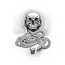 skull killing a snake tattoo design idea