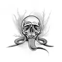 skull killing a snake tattoo design idea