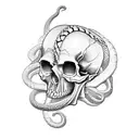 skull killing a snake tattoo design idea
