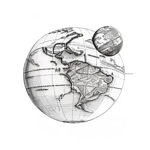 Atlas holding the globe and the continent's names are Braylen, Atticus, and Archer tattoo design idea