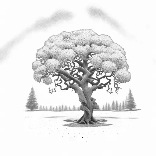 Oak Tree with a cross tattoo design idea