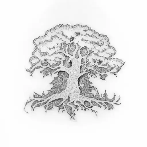 Oak Tree tattoo design idea