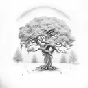 Oak Tree with a cross tattoo design idea