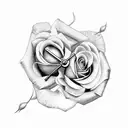 Clock with rose for men tattoo design idea