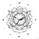 Clock with rose for men tattoo design idea