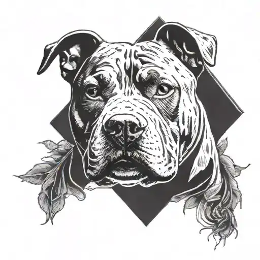 Detailed portrait of a pitbull pastor alemán duo,  tattoo design idea