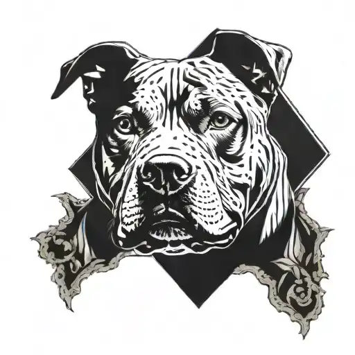 Detailed portrait of a pitbull pastor alemán duo,  tattoo design idea