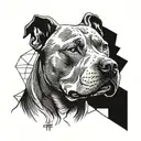 Detailed portrait of a pitbull pastor alemán duo,  tattoo design idea