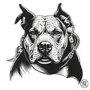 Detailed portrait of a pitbull pastor alemán duo,  tattoo design idea