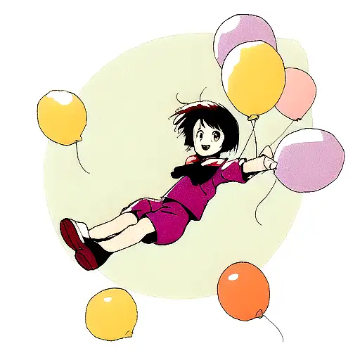 child holding onto floating balloons tattoo design idea