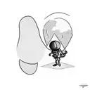 stick man hanging from the moon like a balloon tattoo design idea